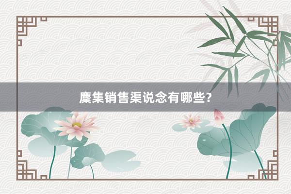 麇集销售渠说念有哪些？